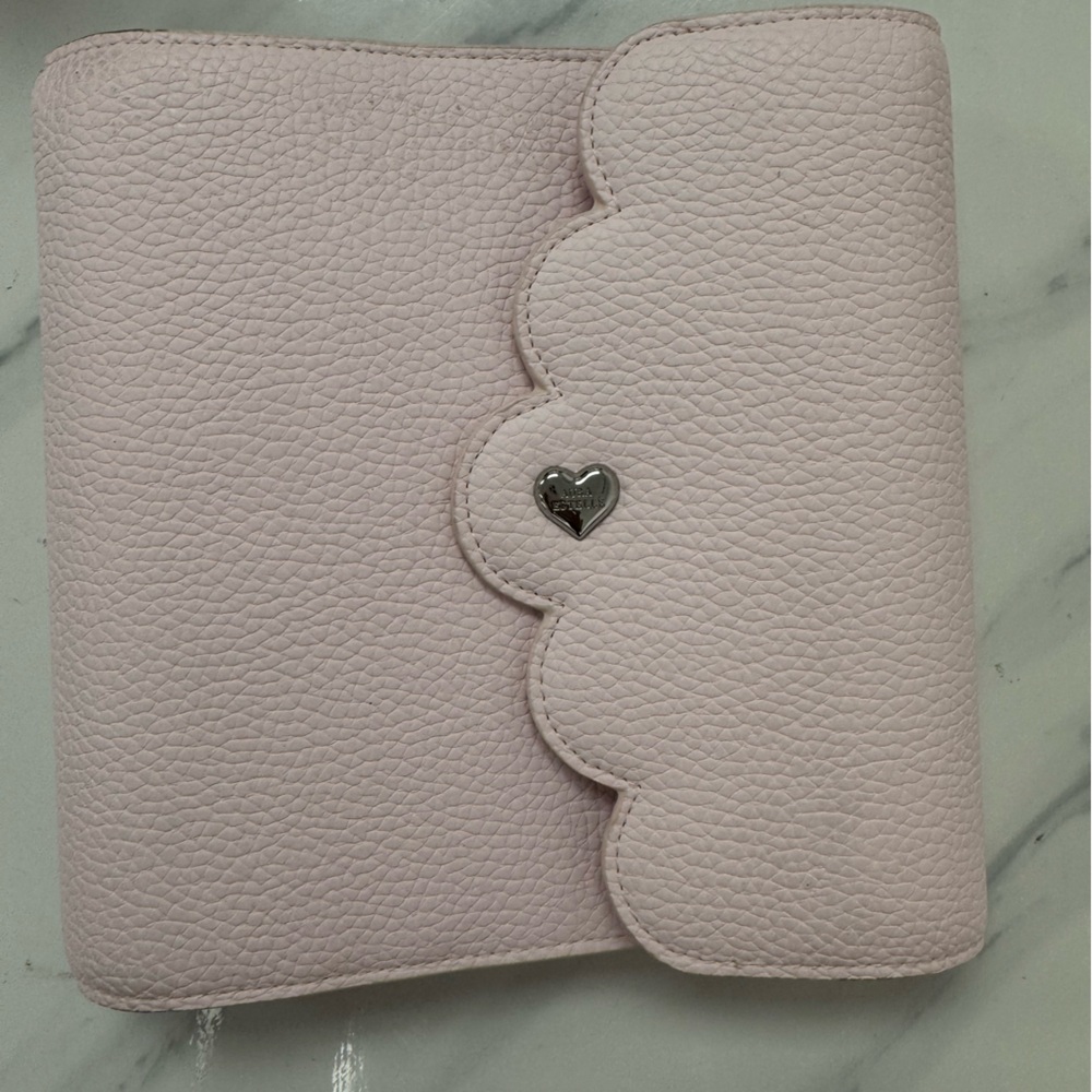 Pink Scalloped Leather A6 Rings Planner Aura Estelle